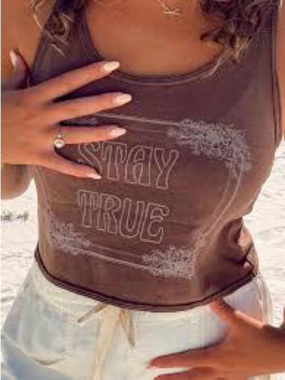 American Eagle “Stay True” Cropped Tank Top - Soft Knit Muscle Tee